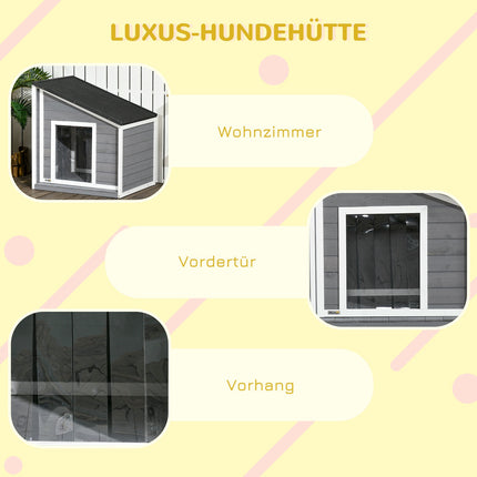 Weatherproof Spruce Wood Dog house with asphalt roof, 77 cm