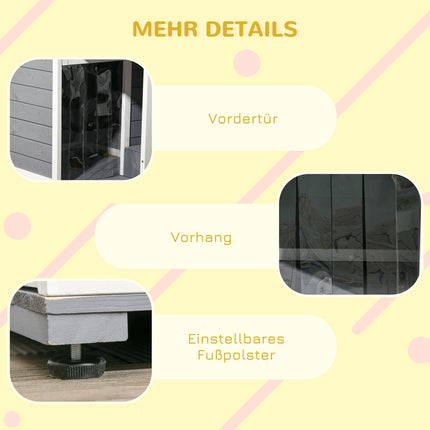 Wetterfeste Fichtenholz-Hundehütte mit Terrasse und Futternäpfen