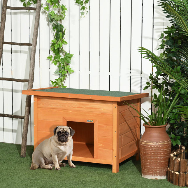 Niche confortable en bois de sapin avec toit, idéale pour chiens et chats, 82 x 58 x 58 cm