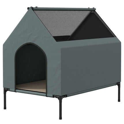 Hundehütte mit Netzfenster und abnehmbarem Deckel für kleine/mittelgroße Hunde