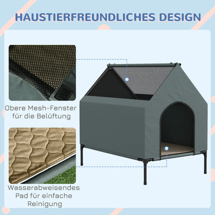 Hundehütte mit Netzfenster und abnehmbarem Deckel für kleine/mittelgroße Hunde