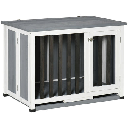 Collapsible gray dog kennel with window, 84.5x51.4x61cm