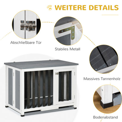 Collapsible gray dog kennel with window, 84.5x51.4x61cm