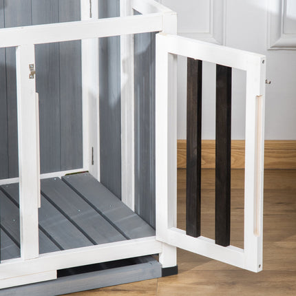 Collapsible gray dog kennel with window, 84.5x51.4x61cm