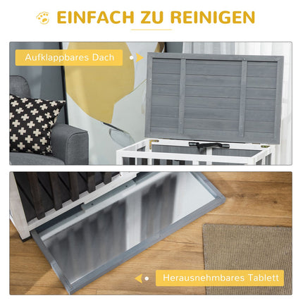 Collapsible gray dog kennel with window, 84.5x51.4x61cm