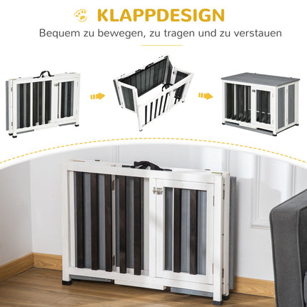 Collapsible gray dog kennel with window, 84.5x51.4x61cm