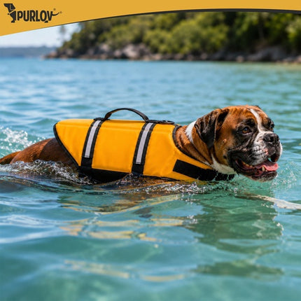 Plovací vesta pro psy L, žlutá, 10-20 kg, reflexní