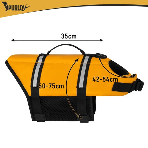 Dog Life Jacket L, Yellow, 10-20 kg, Reflective
