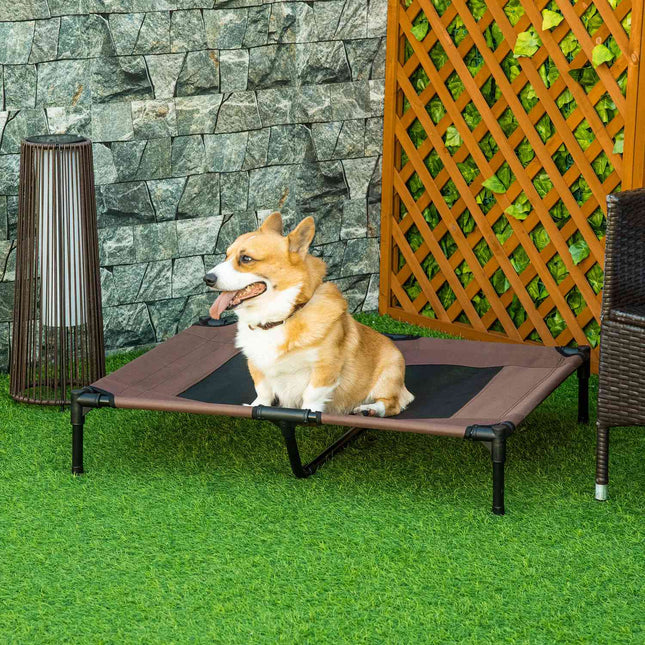 Outdoor-Hundebett & Schlafsofa, Kaffeebraun, 92x76x18cm