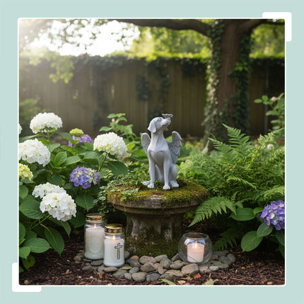 Dog Memorial Angel Statue – Weatherproof, Winged Design