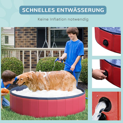 Großer PVC-Hundepool, Ø140x30 cm, Rot