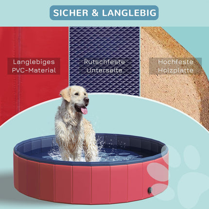 Großer PVC-Hundepool, Ø140x30 cm, Rot
