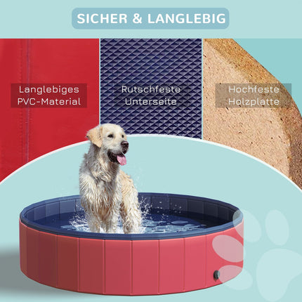 Großer PVC-Hundepool, Ø140x30 cm, Rot