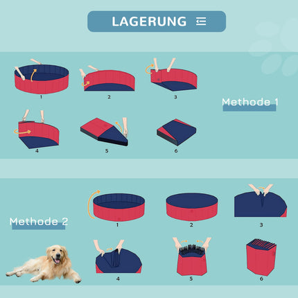 Großer PVC-Hundepool, Ø140x30 cm, Rot