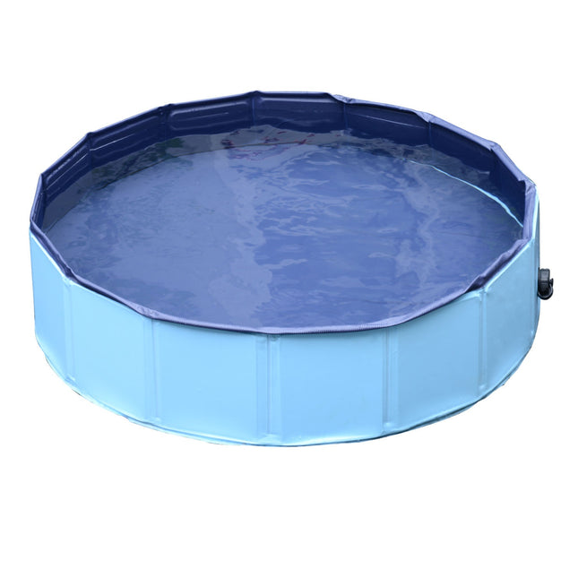 Hundepool für Hunde - strapazierfähiges PVC und Holz, 80 cm, blau