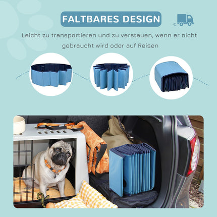 Paddling pool for dogs - durable PVC and wood, 80 cm blue