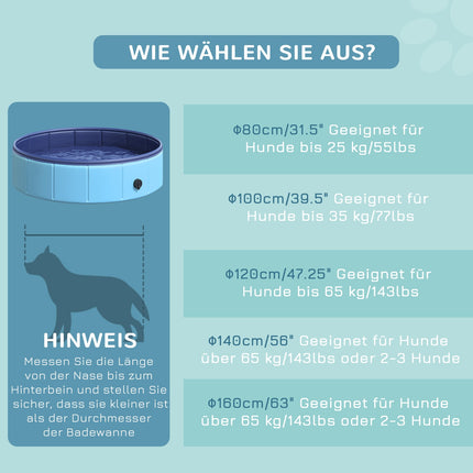 Paddling pool for dogs - durable PVC and wood, 80 cm blue