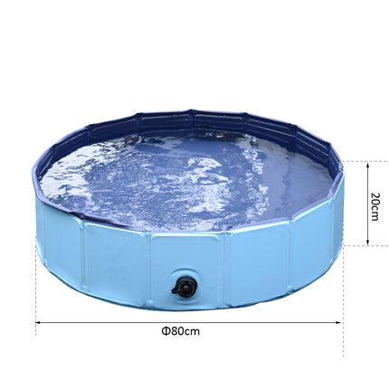 Paddling pool for dogs - durable PVC and wood, 80 cm blue