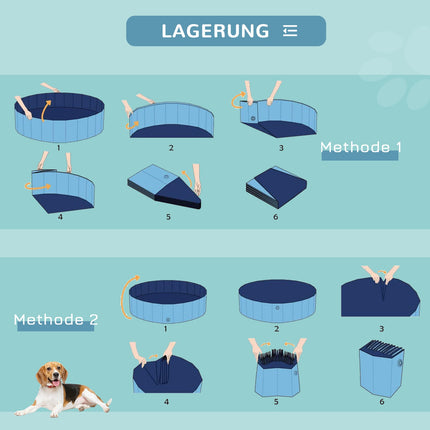 Paddling pool for dogs - durable PVC and wood, 80 cm blue