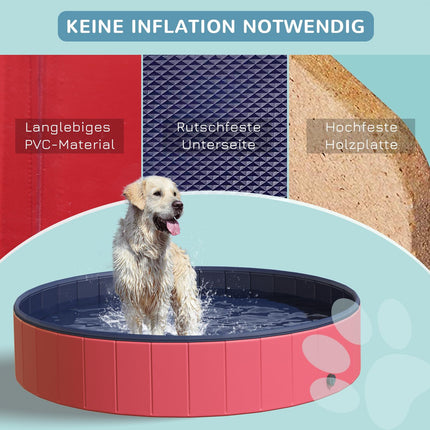 Extra velký modrý bazén pro psy, plast + dřevo, 160x30 cm