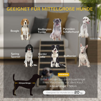 Rampe d'accès antidérapante pour chiens de taille moyenne jusqu'à 20 kg, 90 x 40 x 45 cm