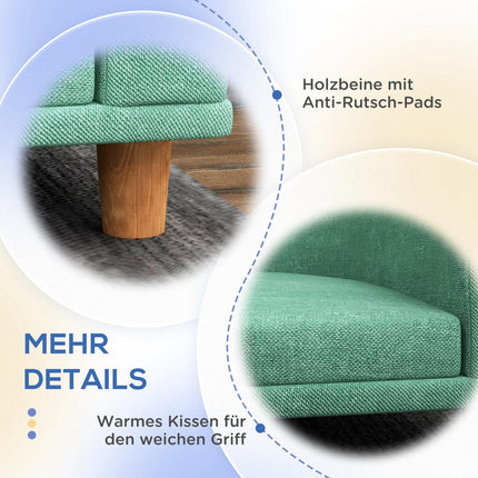 Canapé confortable pour chien avec coussin, idéal pour les grands chiens, design surélevé, pieds en bois, vert, 98 x 67 x 25 cm
