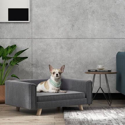 Hundesofa mit erhöhter Liegefläche, waschbarem Bezug, Grau