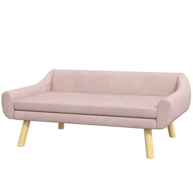 Hundesofa mit Rückenlehne, Samt Rosa, für mittlere/große Hunde