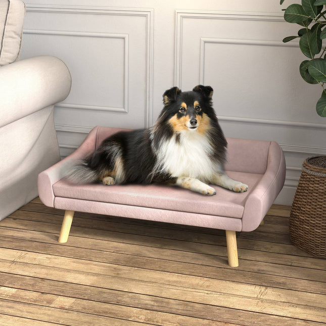 Hundesofa mit Rückenlehne, Samt Rosa, für mittlere/große Hunde