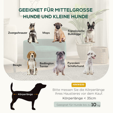 Hundesofa mit Kissen, Samtoptik, erhöhte Holzfüße