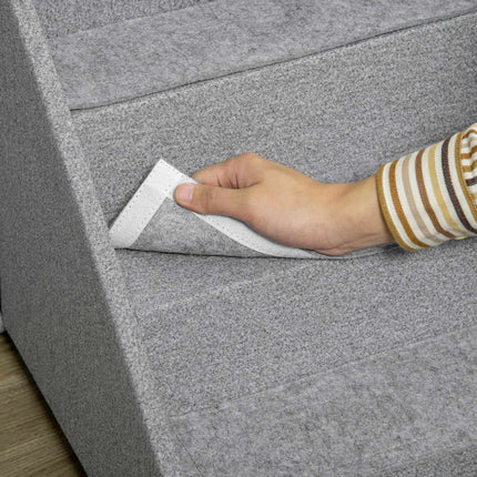 Haustiertreppe mit Stauraum – 4 Stufen, Polyester, Hellgrau