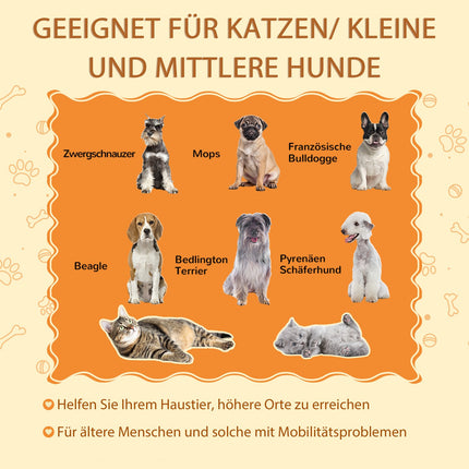 Haustiertreppe mit Stauraum – 4 Stufen, Polyester, Hellgrau