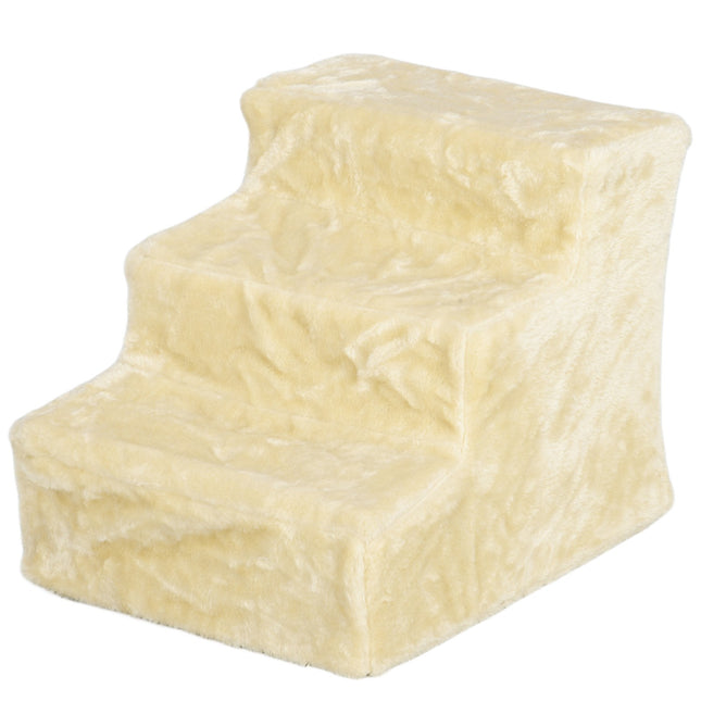 Haustiertreppe 3 Stufen, 35 cm, Plüsch, für Katzen/Hunde bis 4,5 kg