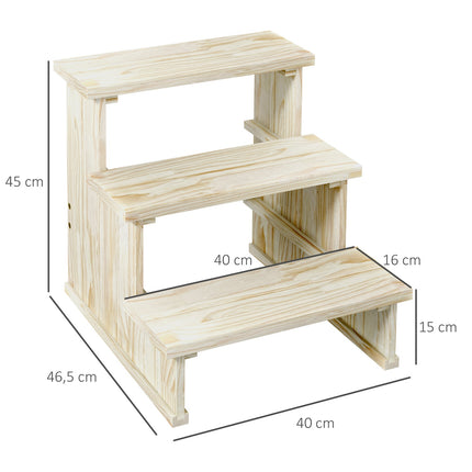 Hondentrap, Houten Kattentrap Met 3 Treden, Huisdierentrap, Tot 10 Kg, Naturel, Huisdierenladder Voor Kleine Honden