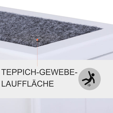 Pet stairs with carpet & storage, pine, white