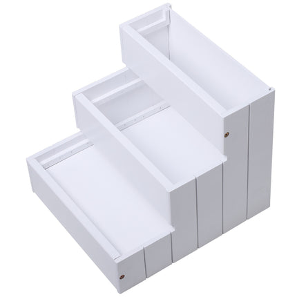 Pet stairs with carpet & storage, pine, white
