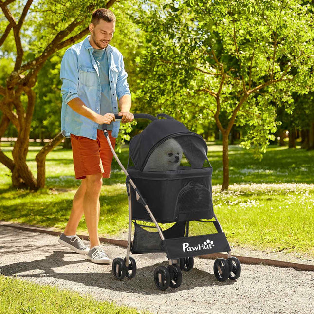 Collapsible dog carriage & carriage with cushion, mesh window