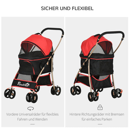 Folding dog carriage with cushion, mesh window, Oxford fabric