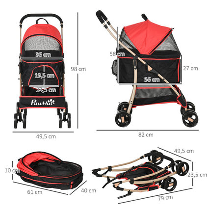 Folding dog carriage with cushion, mesh window, Oxford fabric