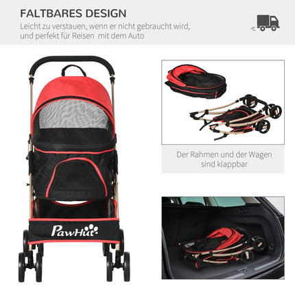Folding dog carriage with cushion, mesh window, Oxford fabric