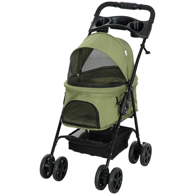 Haustierkinderwagen, faltbar, für kleine Hunde und Katzen, Oxford Green