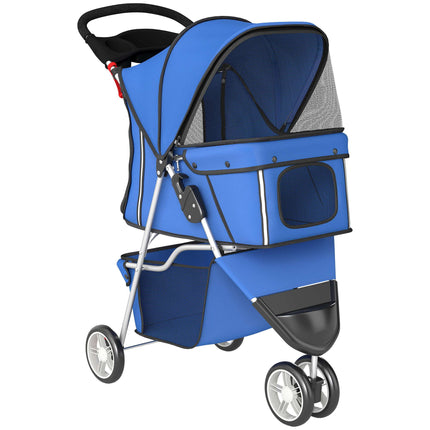 Hundebuggy, faltbar, 10 kg Fassungsvermögen, Korb, Blau