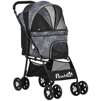 Zusammenklappbarer Tierkinderwagen mit Kissen, Oxford-Stoff, Schwarz