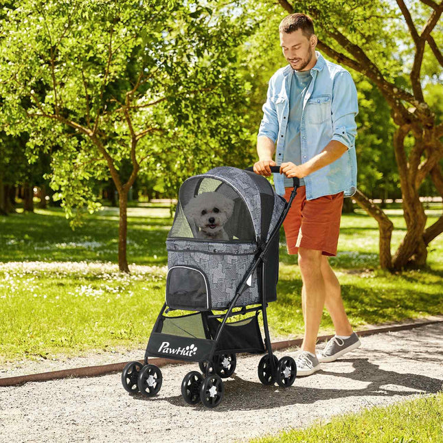 Zusammenklappbarer Tierkinderwagen mit Kissen, Oxford-Stoff, Schwarz