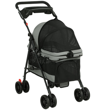 Hundebuggy, faltbar, Netzfenster, bis 10 kg, Grau