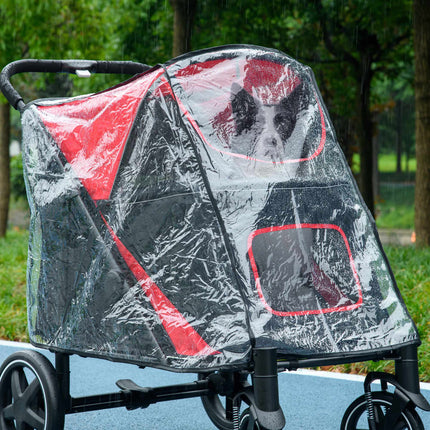 Dog Stroller Rain Cover with Rear Opening, Foldable, Transparent