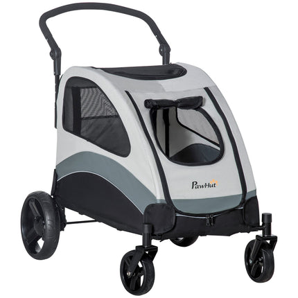 Haustierbuggy mit Netzfenster und Stauraum, faltbares 4-Rad-Design