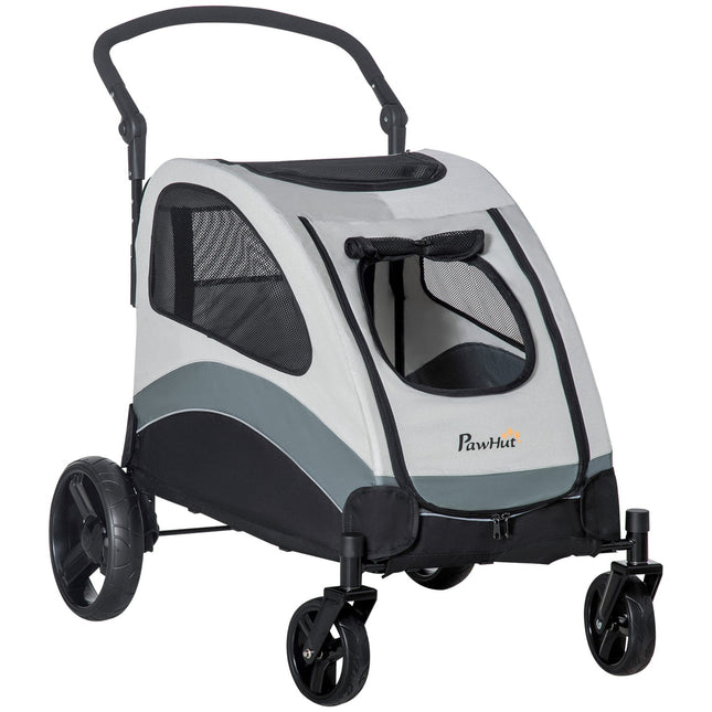 Haustierbuggy mit Netzfenster und Stauraum, faltbares 4-Rad-Design