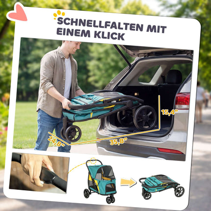 Hunde-Buggy mit Geländerädern, faltbar, 20 kg Traglast