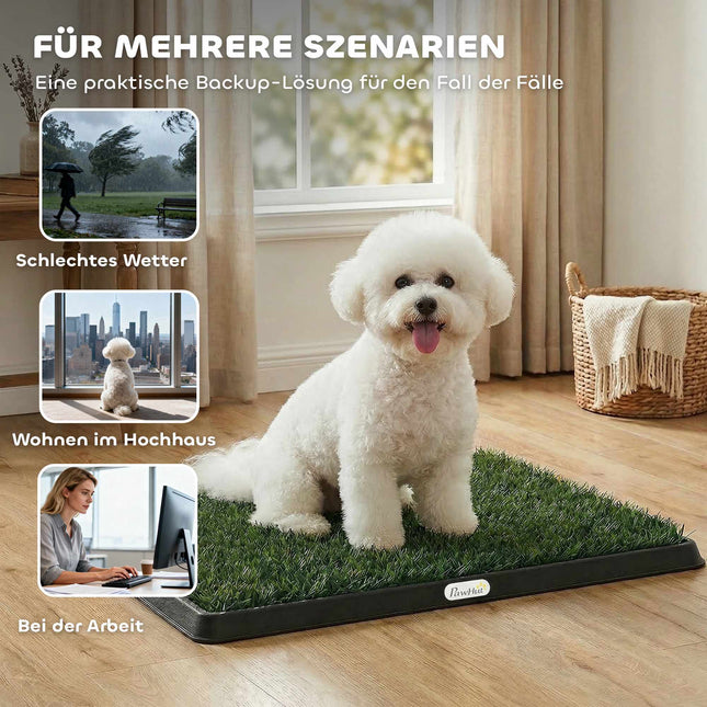 Dog Toilet with Washable Grass Mat, 63 x 50.5 cm, Black/Green